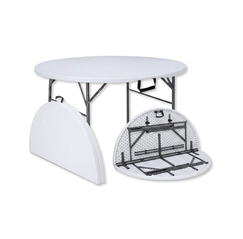 صن بوت كوميرس طاولة حقيبة محمولة قابلة للطي شديدة التحمل (120 سم/4 قدم) - سطح من البولي إيثيلين عالي الكثافة مقاوم للأشعة فوق البنفسجية مع إطار فولاذي - رمادي فاتح | للاستخدام الداخلي والخارجي | سعة تحميل 250 كجم - Image 1