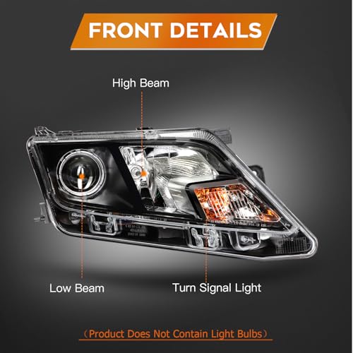 LBRST Headlights Fit 2010-2012 for Fusion Passenger Side Headlight Assembly Chrome Housing FO2503273 - Image 3