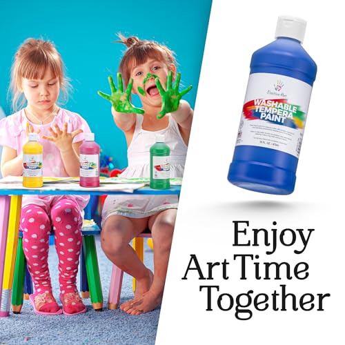 Positive Art Washable Paint for Kids – (8 Colors, 16 oz Each) Made in USA, Non-Toxic Tempera Paint Set – Bulk Classroom Paints for Students, Finger Painting, School Use – 8 Pack - Image 2