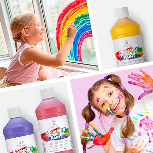 Positive Art Washable Paint for Kids – (8 Colors, 16 oz Each) Made in USA, Non-Toxic Tempera Paint Set – Bulk Classroom Paints for Students, Finger Painting, School Use – 8 Pack - Image 5