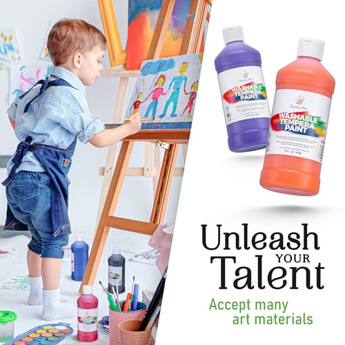 Positive Art Washable Paint for Kids – (8 Colors, 16 oz Each) Made in USA, Non-Toxic Tempera Paint Set – Bulk Classroom Paints for Students, Finger Painting, School Use – 8 Pack - Image 4