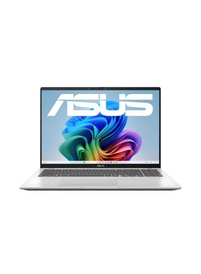 أسوس ASUS Vivobook 16 Copilot+ PC Laptop, Snapdragon X X1-26-100 Processor, 16GB LPDDR5X RAM, 1TB PCIe Gen4 SSD, 16-Inch WUXGA IPS Display, Qualcomm Adreno Graphics, Backlit Keyboard, Windows 11 Home, Cool Silver English Cool Silver - Image 1