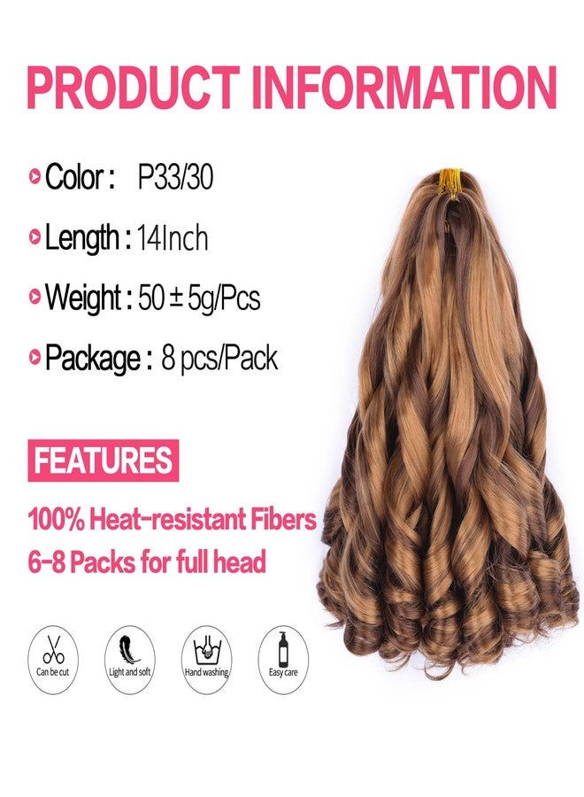 Luoyudu French Curly Braiding Hair 14 Inch P33/30 Loose Wavy 8 Packs Bouncy Braiding Hair Extensions 50g/Pack Synthetic Crochet Hair for Black Women (14 Inch 8 Packs, P33/30) - Image 2