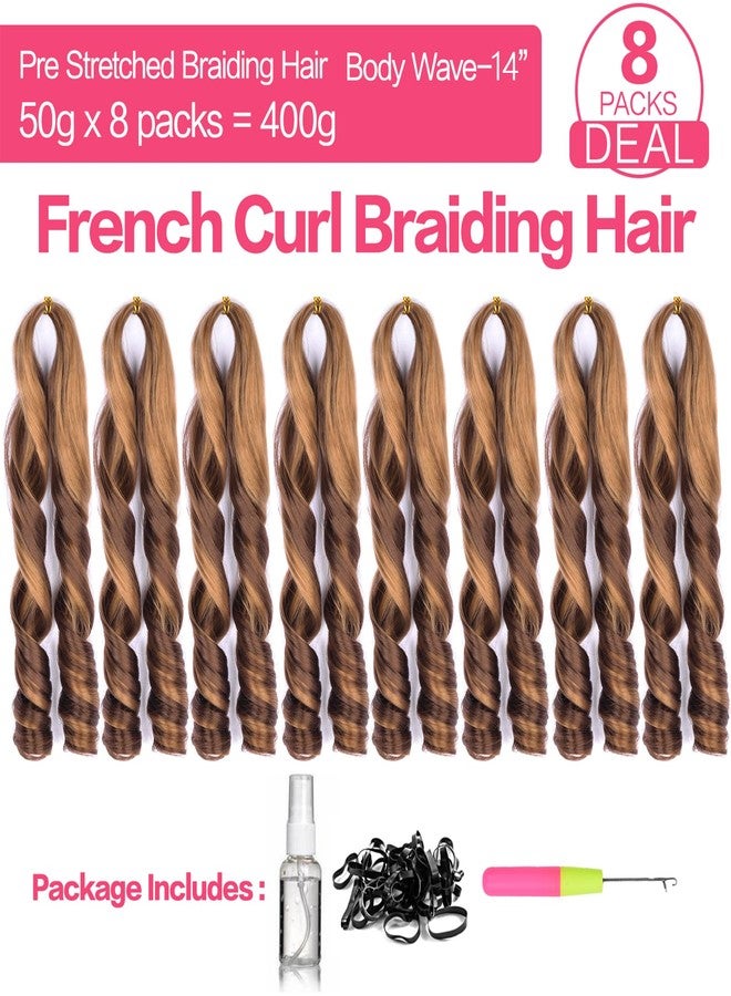 Luoyudu French Curly Braiding Hair 14 Inch P33/30 Loose Wavy 8 Packs Bouncy Braiding Hair Extensions 50g/Pack Synthetic Crochet Hair for Black Women (14 Inch 8 Packs, P33/30) - Image 4