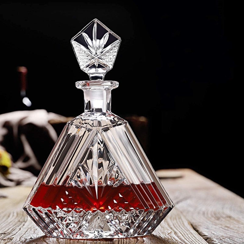 Wellxo Wellxo Whisky decantador Glass Decanter with Airtight Geometric Stopper - Whiskey Decanter for Wine, Bourbon, Brandy, Liquor, Juice, Water, Mouthwash. Italian Glass Liquor Decanters Sobriety Wine bot  - Image 4