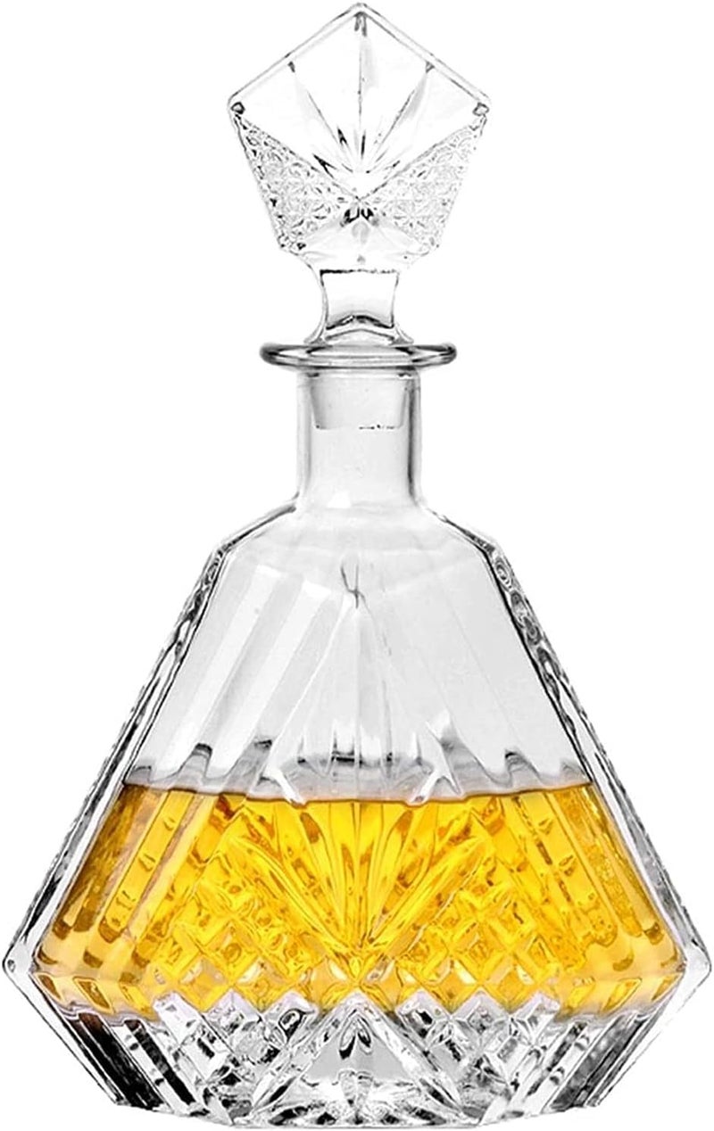 Wellxo Wellxo Whisky decantador Glass Decanter with Airtight Geometric Stopper - Whiskey Decanter for Wine, Bourbon, Brandy, Liquor, Juice, Water, Mouthwash. Italian Glass Liquor Decanters Sobriety Wine bot  - Image 1