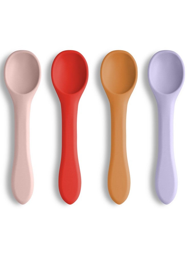 Vicloon Silicone Baby Feeding Spoons, 4 Pcs Baby Spoons, First Stage Feeding Spoons For Infants, Silicone Baby Spoons Ultra-Durable & Chewproof, Silicone Feeding Spoons Dishwasher Safe,Baby Utensils - Image 1