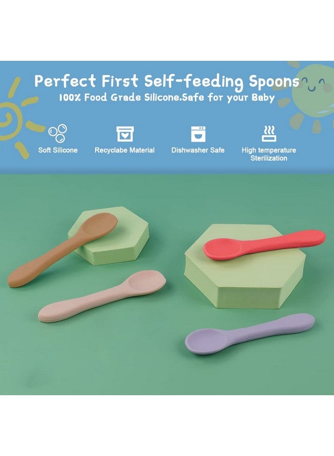 Vicloon Silicone Baby Feeding Spoons, 4 Pcs Baby Spoons, First Stage Feeding Spoons For Infants, Silicone Baby Spoons Ultra-Durable & Chewproof, Silicone Feeding Spoons Dishwasher Safe,Baby Utensils - Image 3