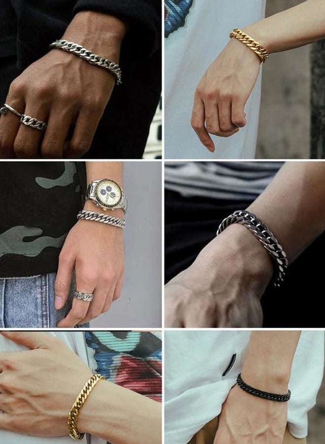 ChainsHouse Mens Cuban Chain Bracelet Gold Plated 12mm Wide Chunky Curb Bracelets - Image 2