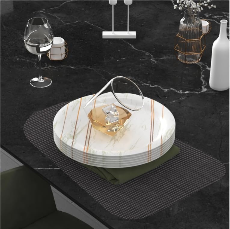 Castleite Piccolo Melamine Plates Set of 6 - Break Resistant, Round Designer Plate for Eating or Serving in Home, Kitchen Use or Cafe, Stainless (Rosin Cream, Quarter Plate 6 Pcs) - Image 1