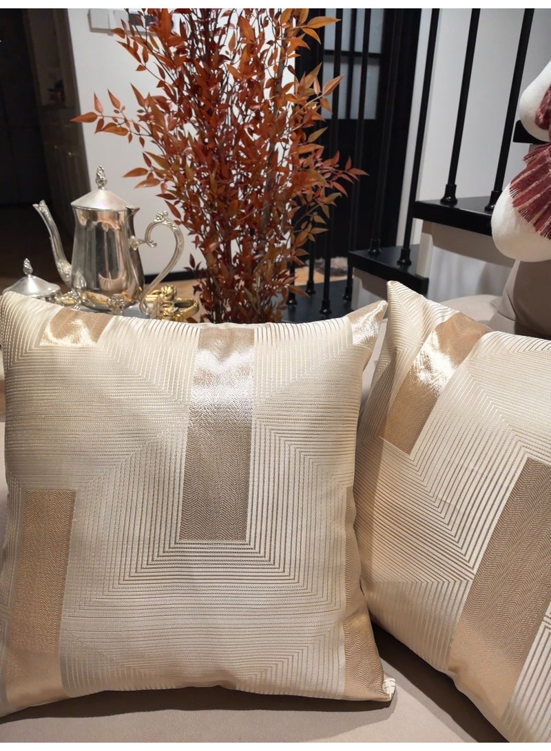 Pack of 2, noble golden Decorative Square Throw Pillow Cover Cushion Covers Pillowcase, Home Decorations for Sofa Couch Bed Chair 18x18 Inch/45x45 cm - Image 1