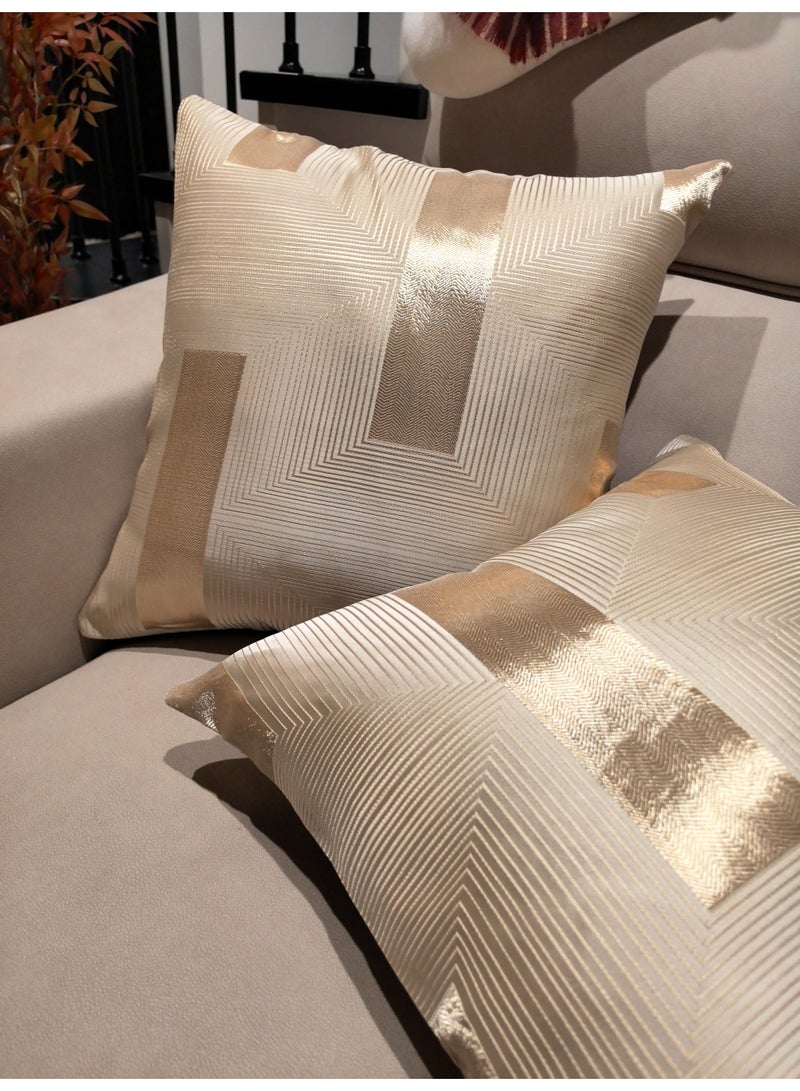 Pack of 2, noble golden Decorative Square Throw Pillow Cover Cushion Covers Pillowcase, Home Decorations for Sofa Couch Bed Chair 18x18 Inch/45x45 cm - Image 2