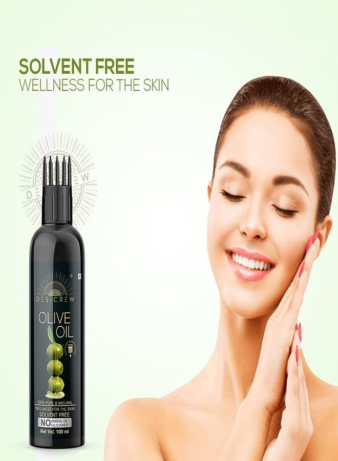 Desicrew Cold-Pressed Olive Oil & Almonds Hair Oil in Combo - Moisturizing & Healing, For Skin, Hair Care, Eyelashes (100 ml + 100 ml) With Applicator - Image 3