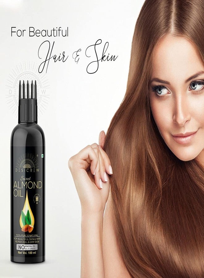 Desicrew Cold-Pressed Olive Oil & Almonds Hair Oil in Combo - Moisturizing & Healing, For Skin, Hair Care, Eyelashes (100 ml + 100 ml) With Applicator - Image 4