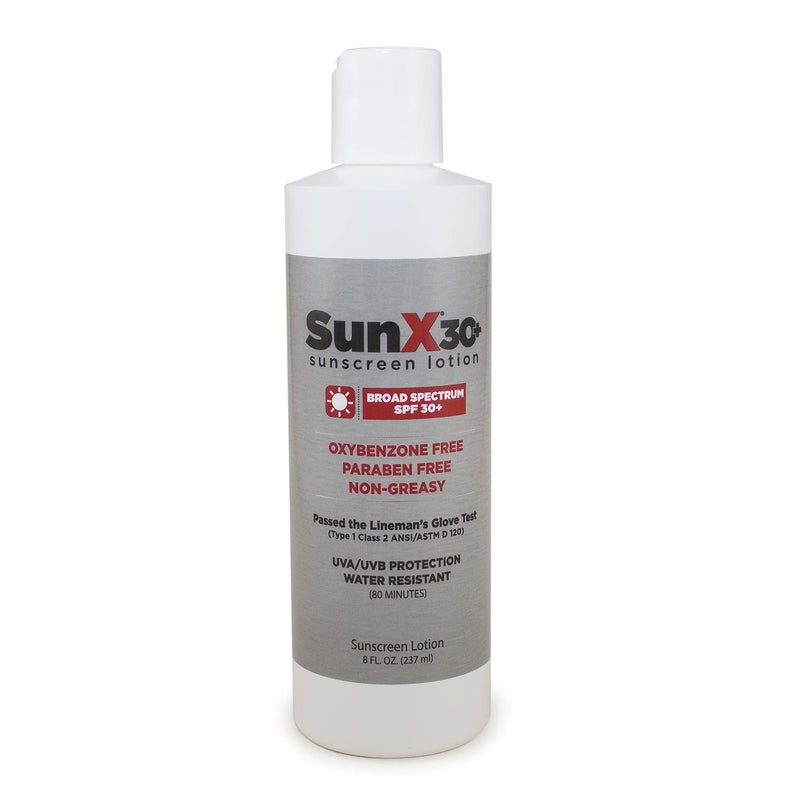 CoreTex Sun X 30+ SPF Broad Spectrum Sunscreen Lotion - 8oz Bottle of Paraben, Oxybenzone, Octinoxate, & Oil Free Sunscreen - No White Cast and Water & Sweat Resistant Up to 80 Minutes
