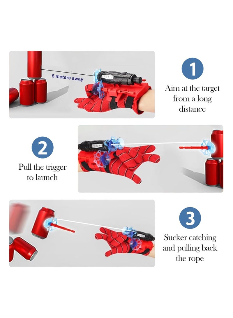7 جهاز كمبيوتر شخصي Superhero Web-Slinging لعبة مجموعة,1 بطل خارق القبعات,1 شعر قناع العين, 1 قاذفة, 1 قفاز, 3 رصاص مصص,مثالية للدور في الأزياء الداخلية والخارجية لعب,لعب خيالي للأطفال في الأعمار 3+,هدية للأطفال - Image 3
