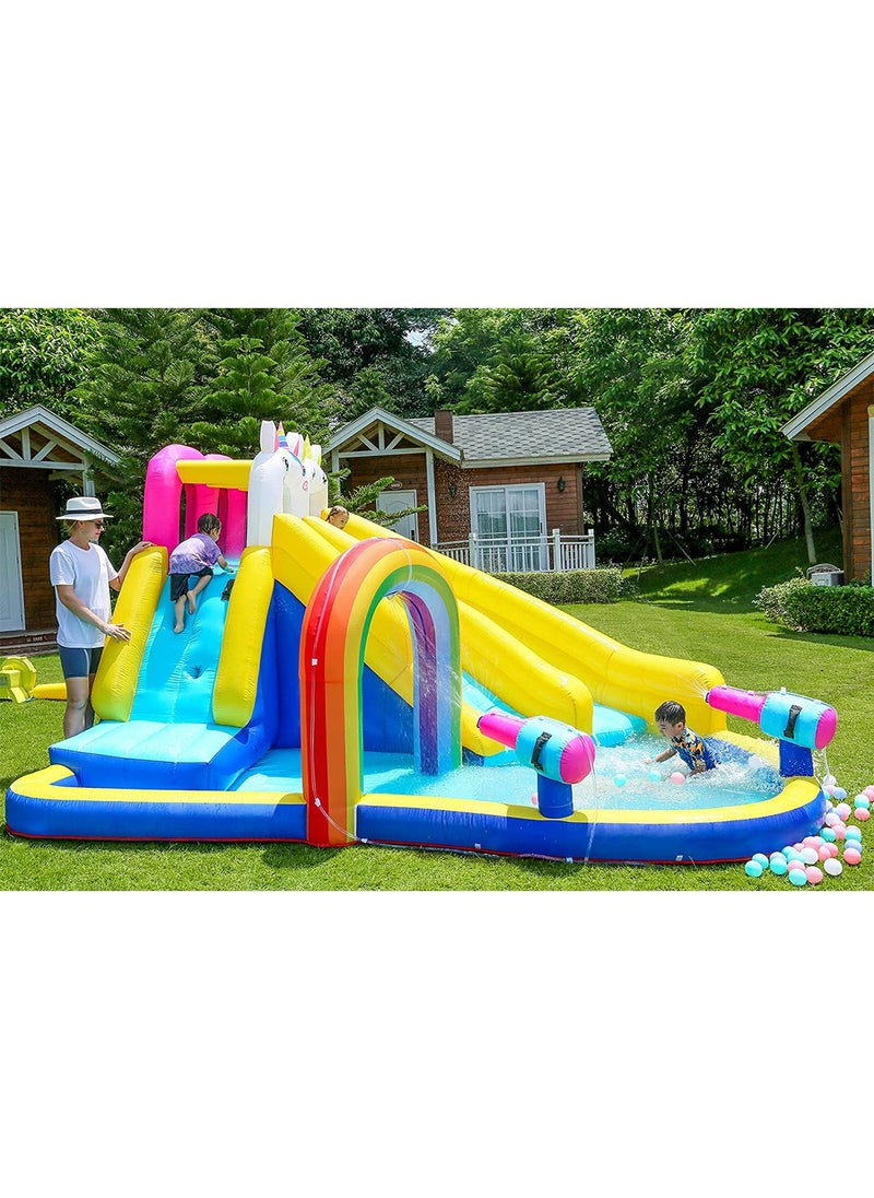 LIMOS Inflatable Twin Water Slide With Bouncer and Tunnel for Kids Outdoor Play  - Image 4