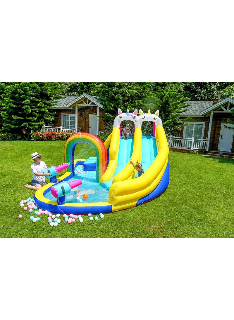 LIMOS Inflatable Twin Water Slide With Bouncer and Tunnel for Kids Outdoor Play  - Image 2