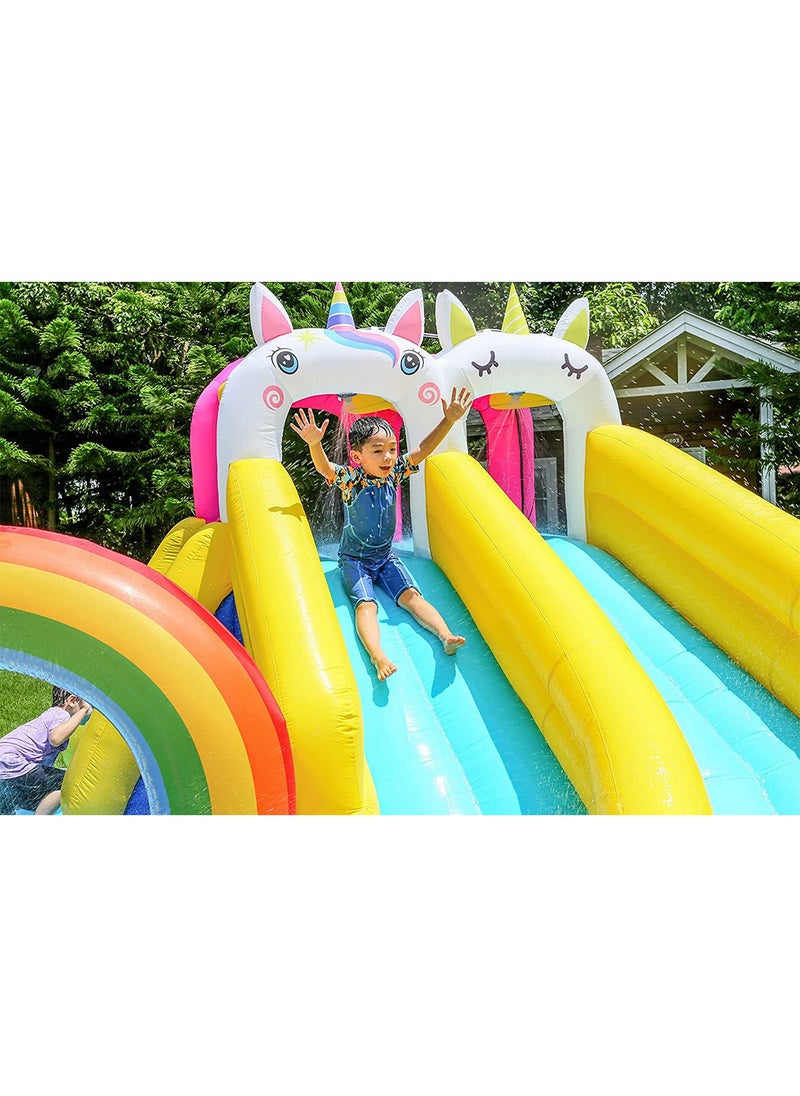 LIMOS Inflatable Twin Water Slide With Bouncer and Tunnel for Kids Outdoor Play  - Image 5