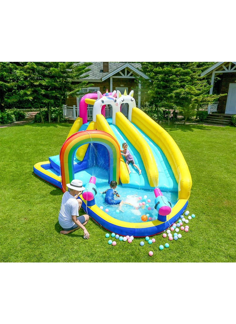 LIMOS Inflatable Twin Water Slide With Bouncer and Tunnel for Kids Outdoor Play  - Image 1