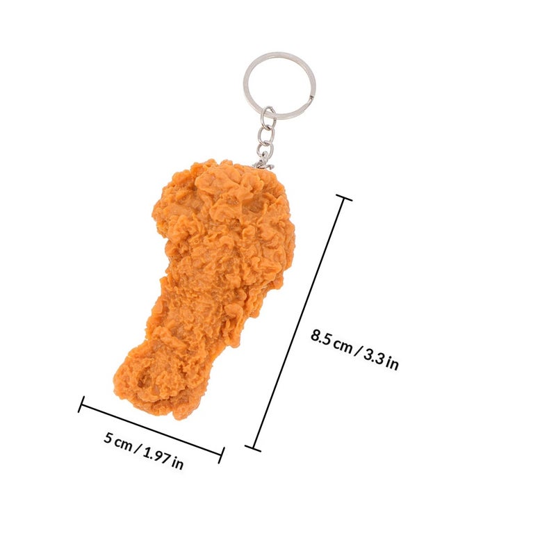 3Pcs Fried Chicken Kechain Simulation Food Keyring Key Chains Hanging Bag Pendants - Image 2