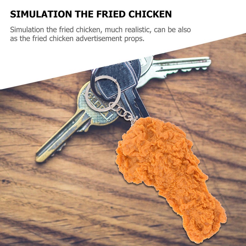 3Pcs Fried Chicken Kechain Simulation Food Keyring Key Chains Hanging Bag Pendants - Image 3