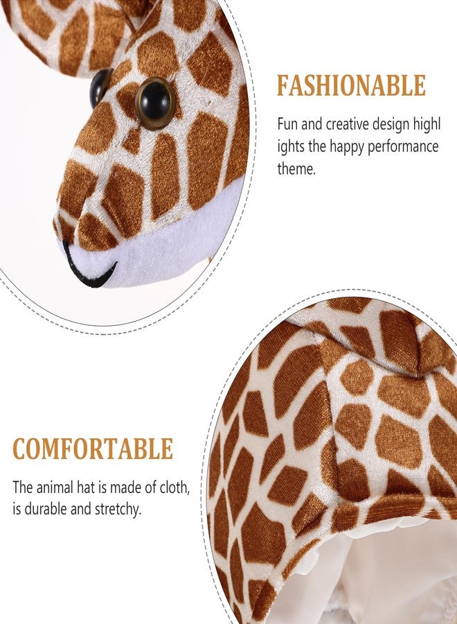 أموسفون قبعة زرافة من آموسفن للأطفال والآباء، زي تنكري على شكل حيوان للعروض، قماش بني، 20.47 × 7.87 × 7.87 بوصة - Image 3