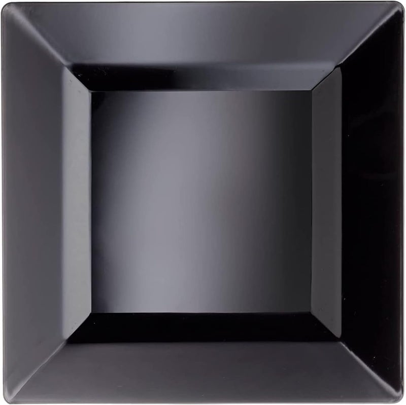 Party Essentials 40Count Hard Plastic 95 Classic Square LunchDinner Plates Black - Image 1