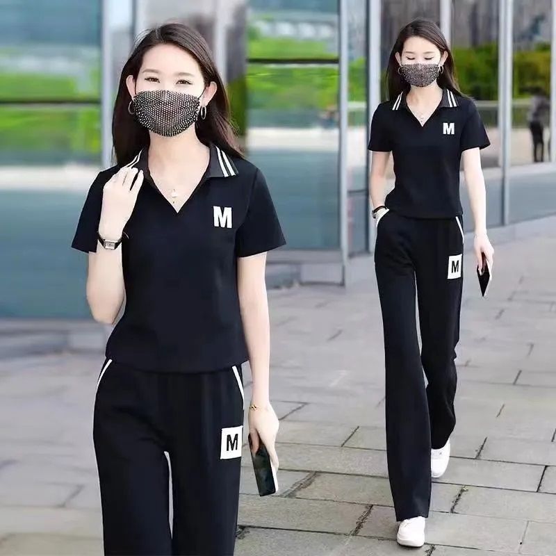 Casual Suit, Slimming, High-End, 2026 New Short-Sleeved Summer Sportswear, Age-Reducing, Stylish, Fashionable Two-Piece Set for Women - Image 3