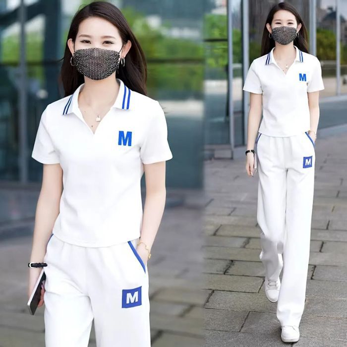 Casual Suit, Slimming, High-End, 2026 New Short-Sleeved Summer Sportswear, Age-Reducing, Stylish, Fashionable Two-Piece Set for Women - Image 1