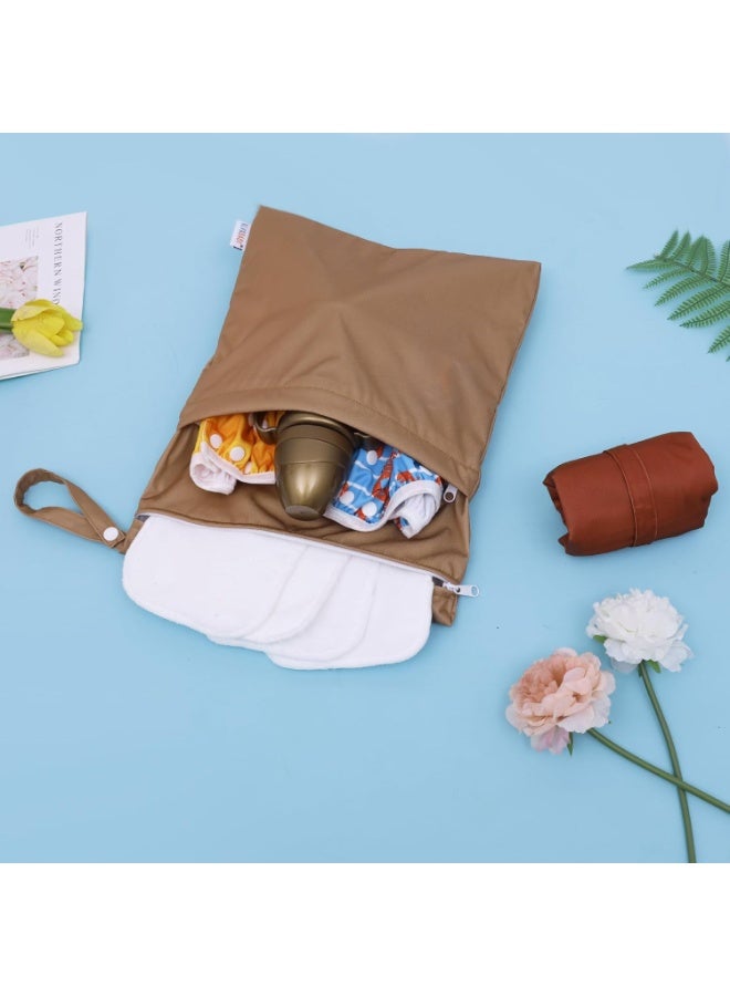 ALVABABY ألفابابي حقيبتان من القماش لحفاضات مبللة وجافة مقاومة للماء قابلة لإعادة الاستخدام مع جيبين بسحاب للسفر والشاطئ وحمامات السباحة ومراكز الرعاية للأغراض المتسخة للأطفال وحقيبة اليوغا أو الجيم للملابس المبللة 2LM06 - Image 2
