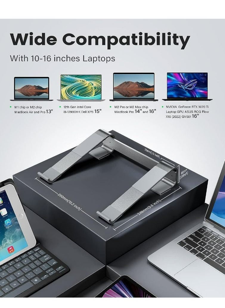 حامل لابتوب للمكتب، حامل كمبيوتر مع تهوية للتبريد ل MacBook Pro Air، متوافق مع 10-16 بوصة Mac/ديل/اتش بي/لينوفو نوتبوك، حامل معدني للعمل من المنزل - Image 4
