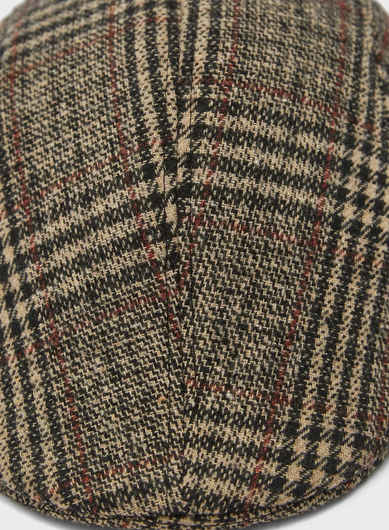 Seventy Five Check Print Beret Cap