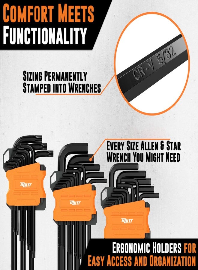 AMERICAN MUTT TOOLS طقم مفاتيح ألين طويل من 35 قطعة من أدوات Mutt - يتضمن مفتاح نجمة ومقياس متري وقياسي SAE - مفتاح سداسي بطرف كروي طويل ومفتاح توركس أمان - Image 3