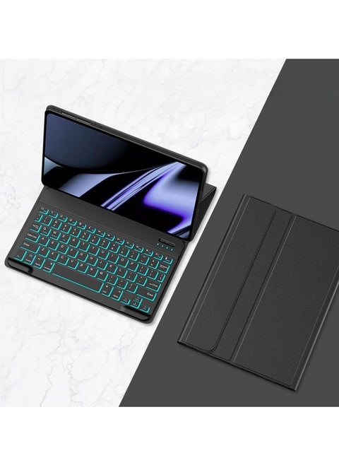 Arabic and English Keyboard Case Compatible with Honor Pad X8a 11 Inch 2024, with Detachable Wireless Bluetooth Keyboard and Protective Case Cover for Honor Pad X8a