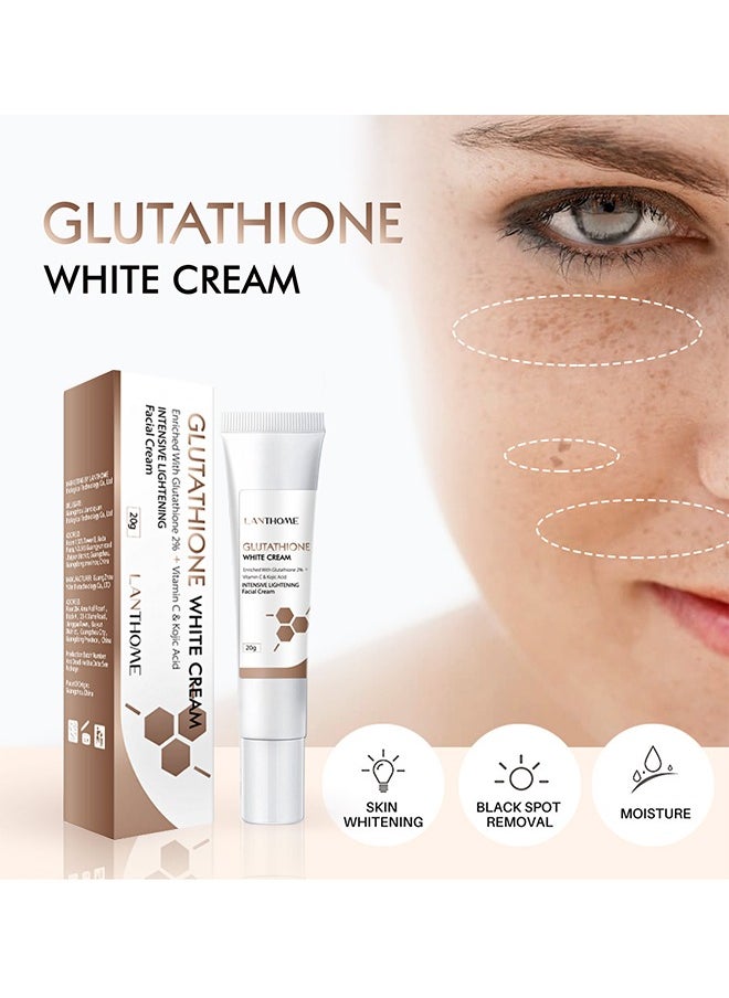 Lanthome Glutathione White Cream，Facial Dark Spots Remover 2% Glutathione Face Cream Whitening Moisturizing Facial Cream Face Moisturizer Facial Skin Care Cream Intensive Lightening Facial Cream 20g  - Image 2