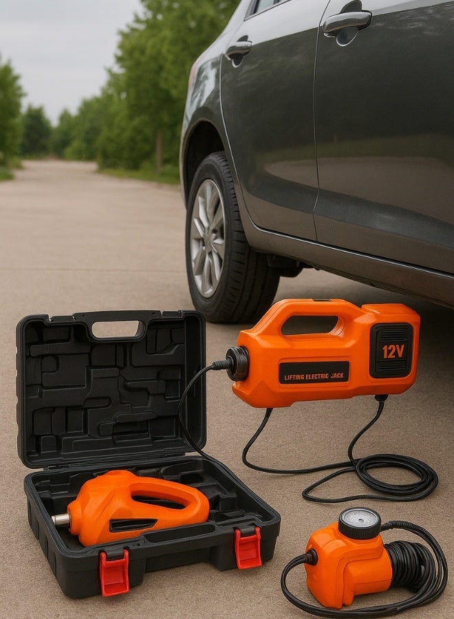 بريمو بلس مجموعة رافعة السيارة الهيدروليكية 5 طن (نطاق الرفع: 15 ~ 45 سم) مع مفتاح ربط كهربائي 12 فولت لتغيير إطارات السيارة، ( رافعة كهربائية + منفاخ هواء + جهاز كهربائي لفك الكفرات ) - Image 5
