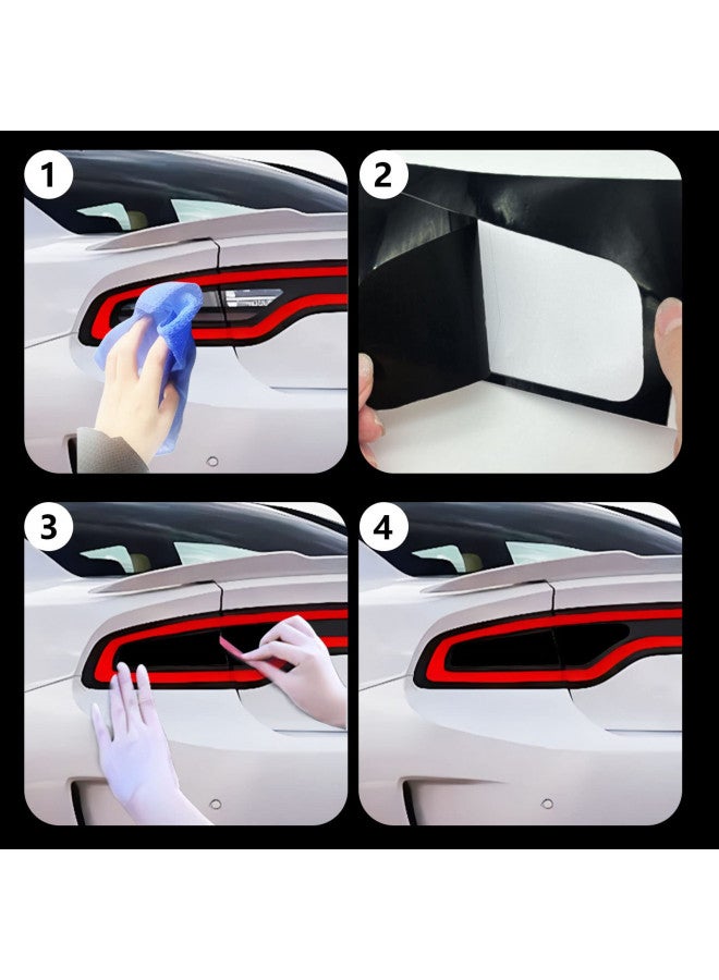 RBOKO Black Taillight Vinyl Tint Film Vinyl Decals Tint Kit Precut Overlays Stickers Compatible with Dodge Charger 2015 2016 2017 2018 2019 2020 2021 Tail Light Wrap Cover  - Image 2