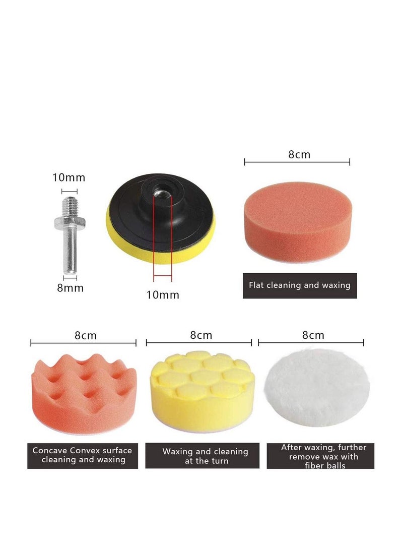 Y&D Car Polishing Sponge, 31Pcs Pads Set, Buffing and Wool with M14 Drill Adapter for Polisher Electric  - Image 2