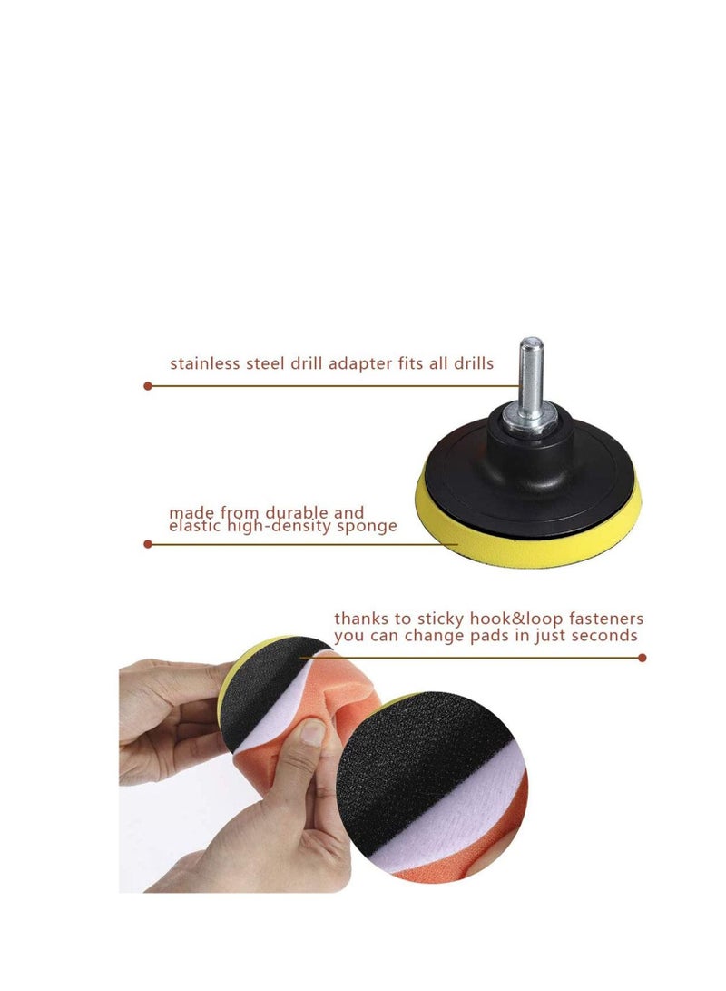 Y&D Car Polishing Sponge, 31Pcs Pads Set, Buffing and Wool with M14 Drill Adapter for Polisher Electric  - Image 5