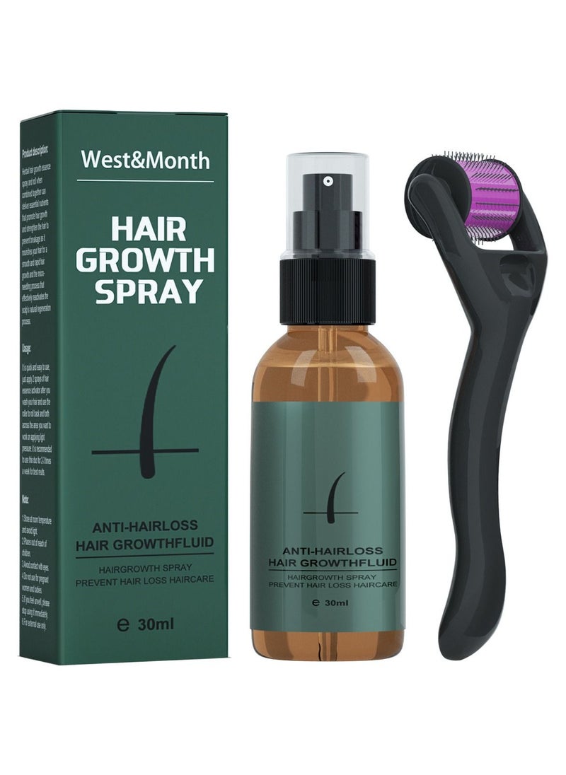 West&Month - Beard Growth Spray Set for Men Nourishing Moisturizing Moustache Growth Enhancer Anti Hair Loss Care Serum with Beard Roller - Image 1