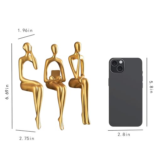 XINXUAN Gold Statue Home Decor - Modern Bookshelf & Desk Decor - 3 Piece Set - Image 3