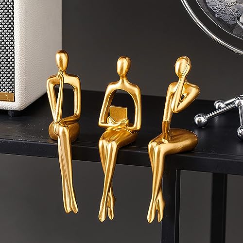 XINXUAN Gold Statue Home Decor - Modern Bookshelf & Desk Decor - 3 Piece Set - Image 2