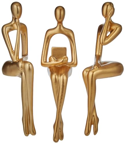 XINXUAN Gold Statue Home Decor - Modern Bookshelf & Desk Decor - 3 Piece Set - Image 1