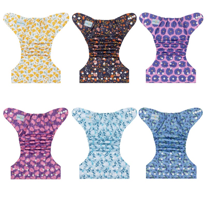 babygoal Reusable Cloth Diapers 6 Pack+6pcs Inserts+Wet Bag, One Size Adjustable Washable Pocket Nappy Covers for Baby Girls and Boys-Rash Free - Image 3