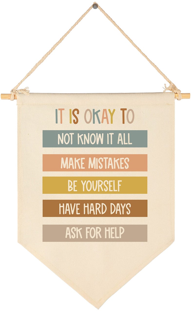 It Is OkayClassroom DecorClassroom PosterPlayroom ArtChild ArtTeacher PresentCanvas Hanging Pennant Flag Banner Wall Sign Decor Gift