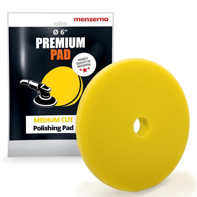 MENZERNA 6 Inch Polishing Pad Medium Cut for Medium Fine Polishing I Body Repair Detailing Pads with Safety Edge Velcro Attachment I Washable Long Lasting I with Hole for Anti Heat BuildUp - Image 3