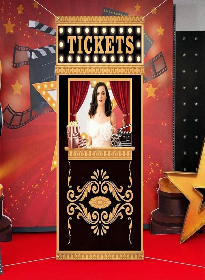 Sliner زينة حفلات أعياد الميلاد بطابع سينمائي من سلاينر، لافتة معلقة على باب الصور بحجم 71 × 35 بوصة، دعائم خلفية كبيرة، ديكورات مستوحاة من دور السينما، مستلزمات ألعاب الكرنفال - Image 4