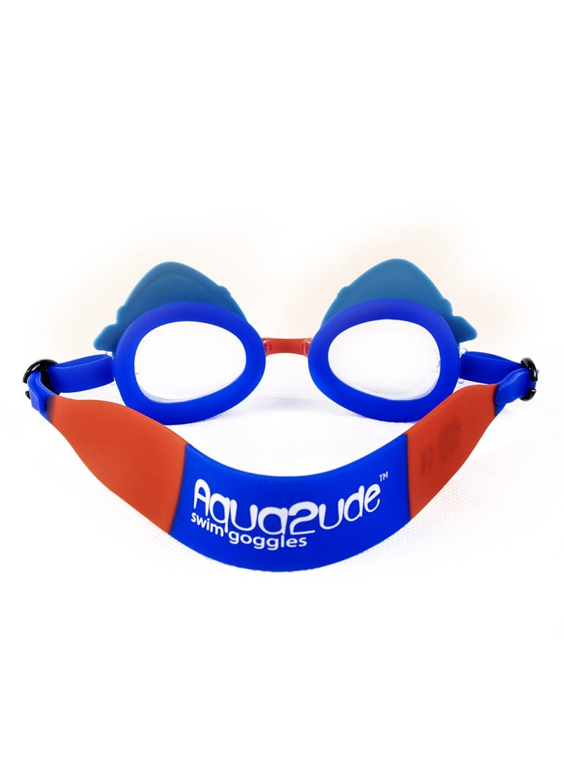 Aqua2ude - Aqua2ude Blue Shark Bite Anti-Fog, Polarized, UV Protection Kids Swim Goggles - Image 1