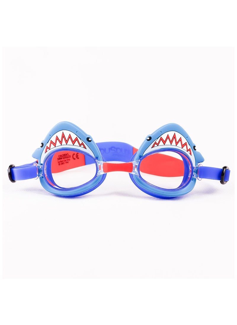 Aqua2ude - Aqua2ude Blue Shark Bite Anti-Fog, Polarized, UV Protection Kids Swim Goggles - Image 1